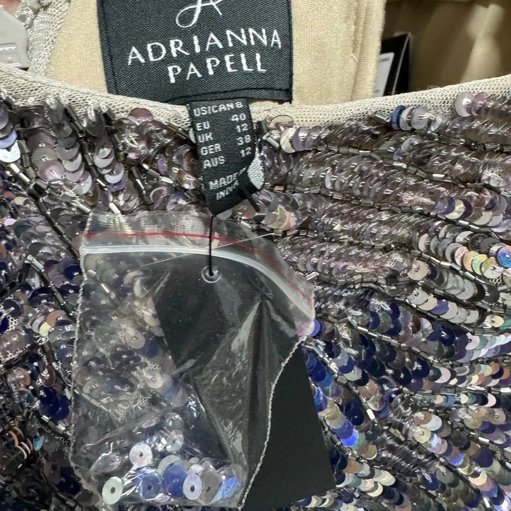 Adrianna Papell Beaded Ombre Evening Dress Size 8 Sleeveless V-Neck Formal Gown - Picture 6 of 6